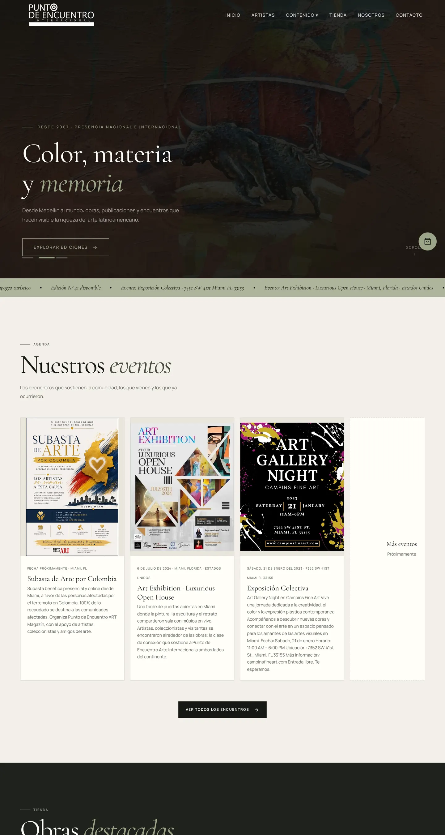 Página de inicio de Punto de Encuentro en escritorio