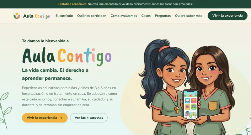Sitio de Aula Contigo: experiencias educativas para niñas y niños en tratamiento