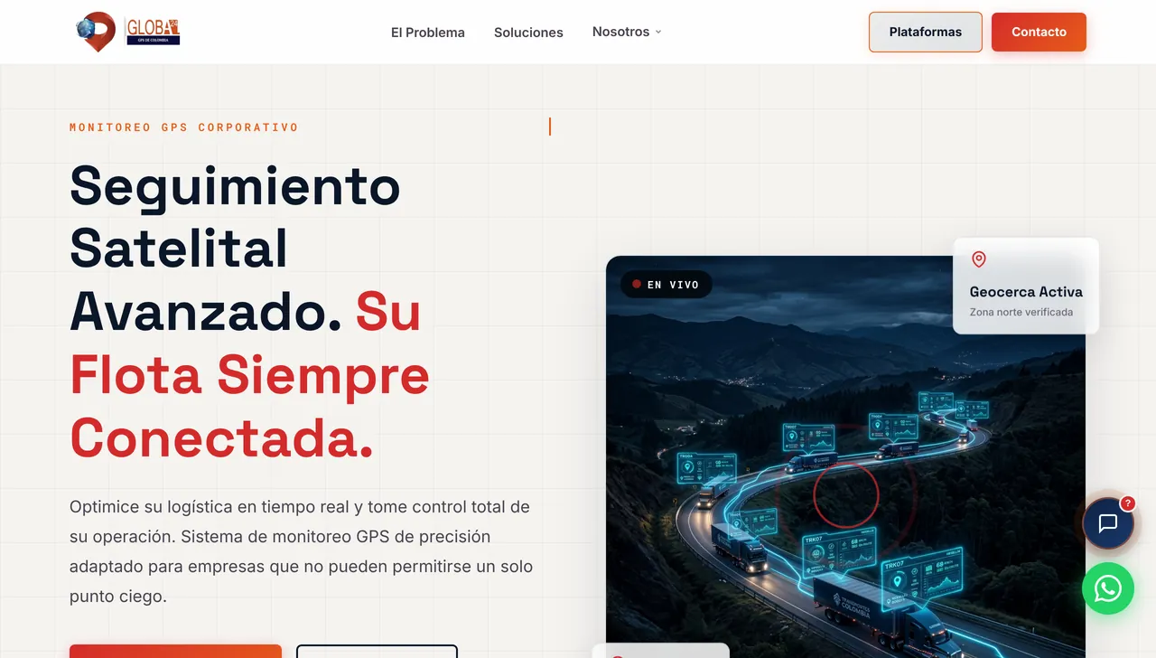 Sitio de Global 24 GPS: monitoreo satelital y control de flotas en Colombia