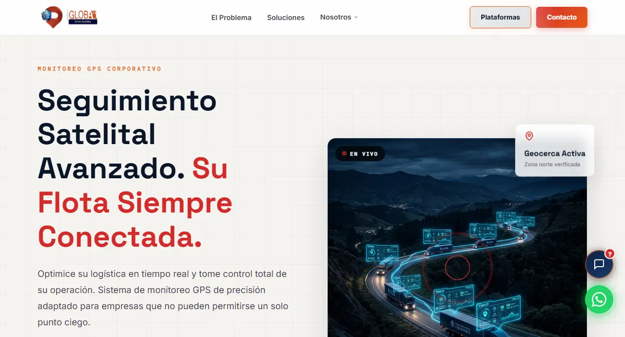 Sitio de Global 24 GPS: monitoreo satelital y control de flotas en Colombia