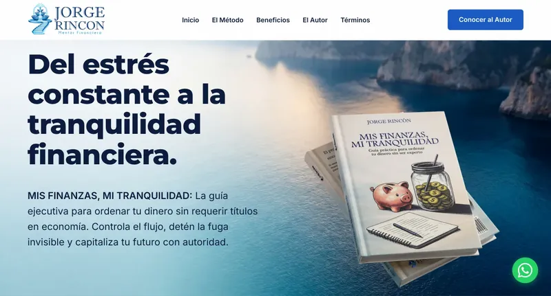 Sitio de Jorge Rincón Financiero: landing del libro Mis finanzas, mi tranquilidad